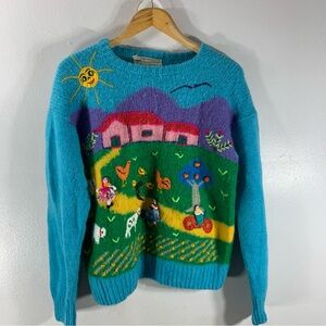 Made in peru 100% wool hand knit cardigan mukticolor sweater